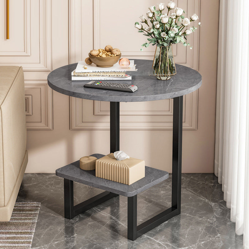 Nordic G-Shape Steel 2-Tier End Table — Gray - Black