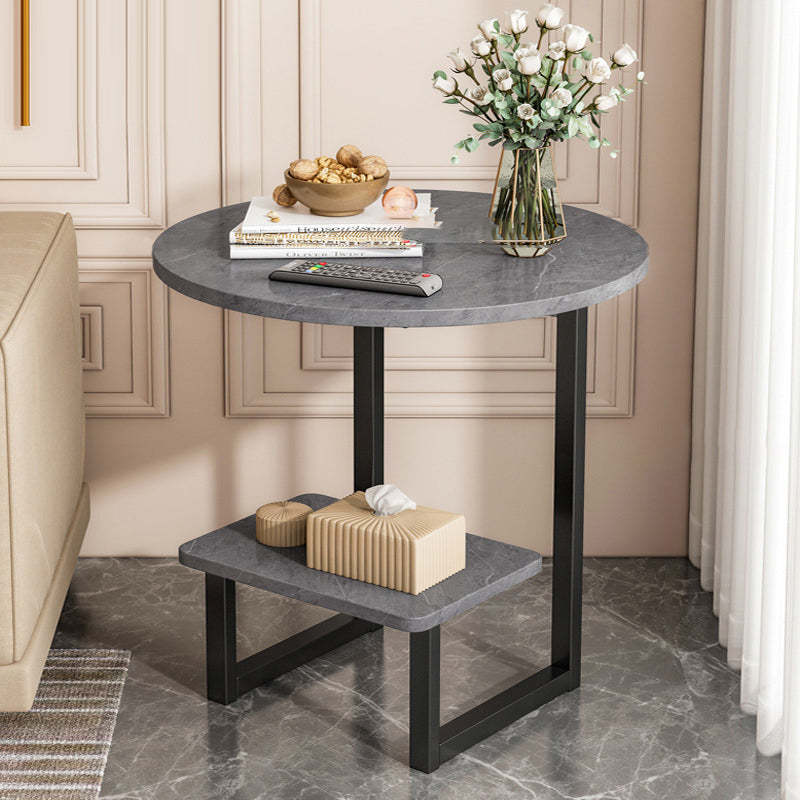 Nordic G-Shape Steel 2-Tier End Table — Gray - Black