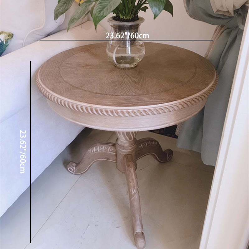 French Round Wood Three-Leg Coffee Table