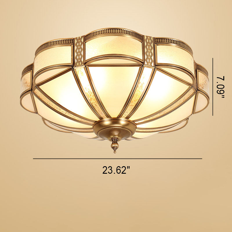 European Floral Copper Glass 3/4/6-Light Flush Mount