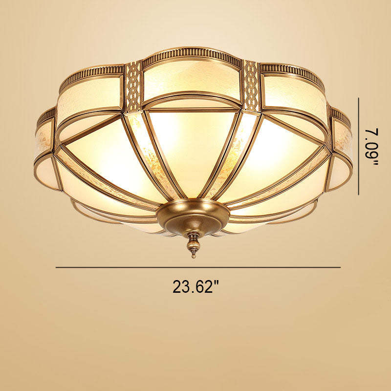 European Floral Copper Glass 3/4/6-Light Flush Mount