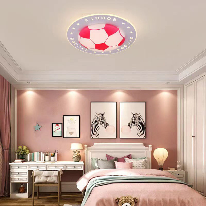 Art Deco Soccer Ball Acrylic Iron LED Flush Light