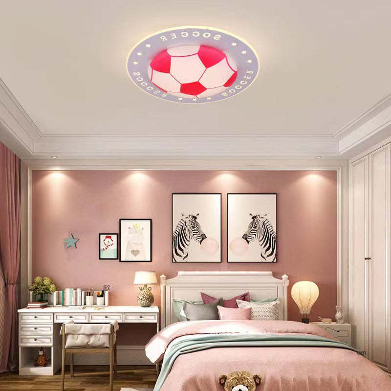 Art Deco Soccer Ball Acrylic Iron LED Flush Light