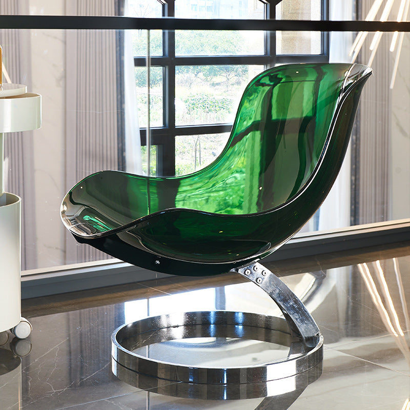 Scandinavian Wraparound Lambswool Curved Accent Chair