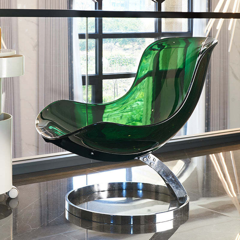 Scandinavian Wraparound Lambswool Curved Accent Chair