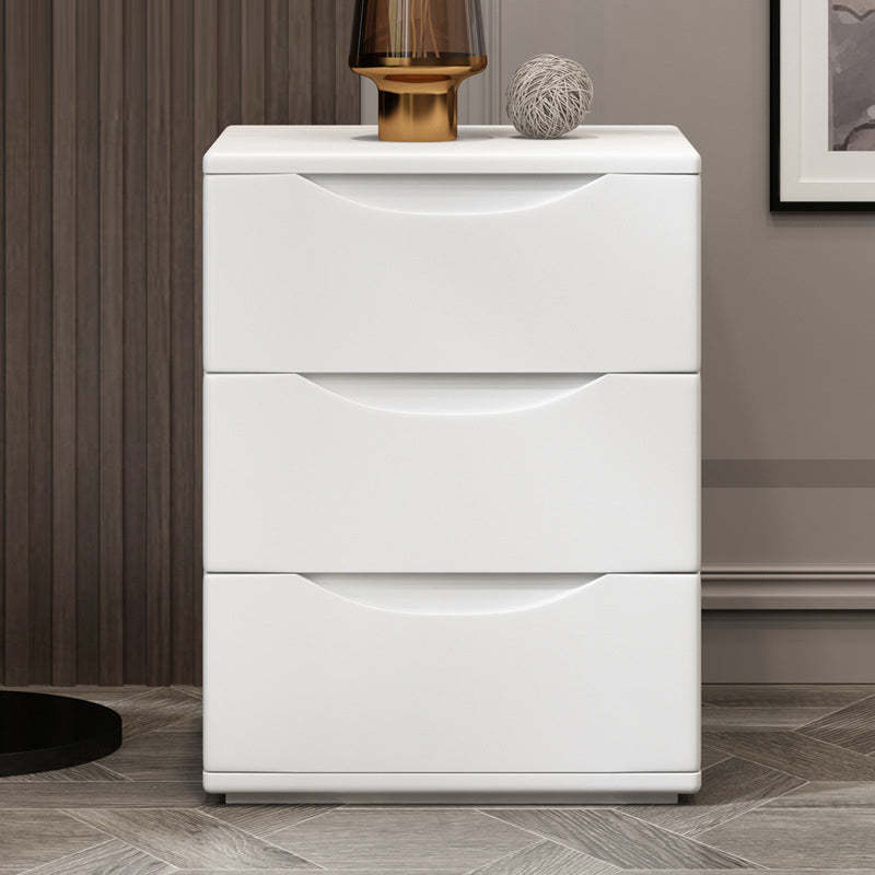 Lighom japanese 3-drawer rubber wood nightstands — 14" L x 23" H x 14.17" W / White / White
