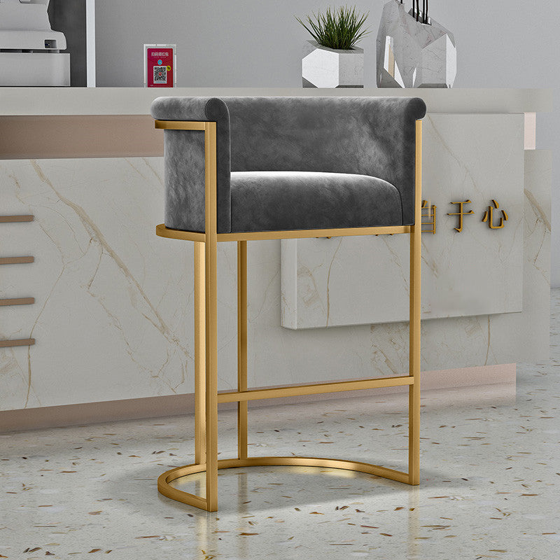 Nordic Half-Round Velvet Metal Armchair