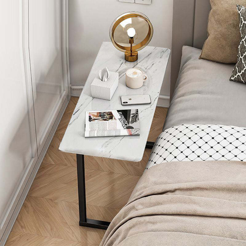 Scandinavian Stainless Steel Rectangular Side Table 4-Leg — B - Black