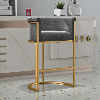Nordic Half-Round Velvet Metal Armchair