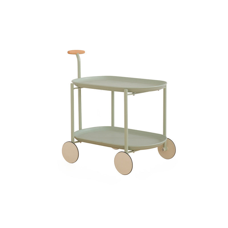 Contemporary Wood Metal Oval End Table 2-Tier