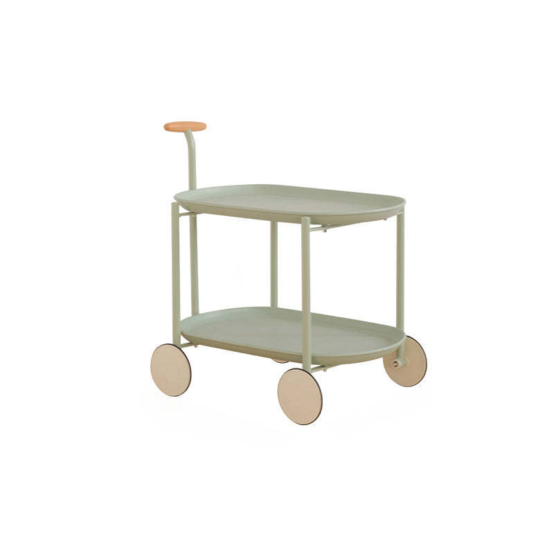 Contemporary Wood Metal Oval End Table 2-Tier