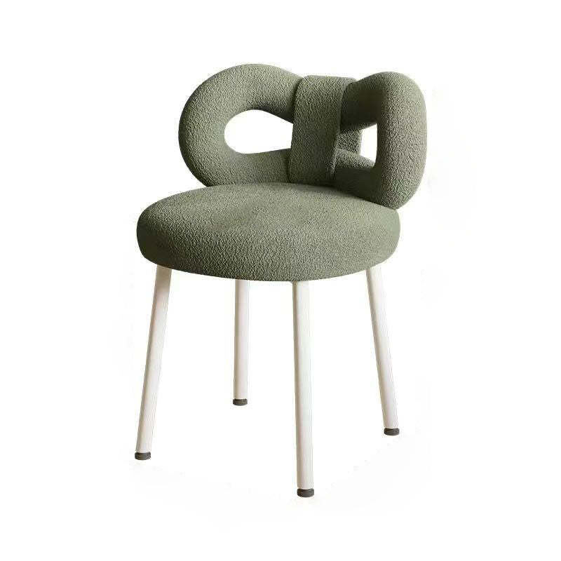 Minimalist Bow-Back Lambswool Steel Vanity Stool