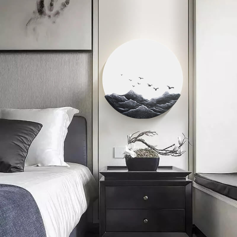 Chinese Classical Resin Mountain Acrylic LED Wall Sconce — B / 220V-240V For UK/AU