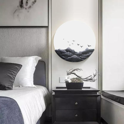 Chinese Classical Resin Mountain Acrylic LED Wall Sconce — B / 220V-240V For UK/AU