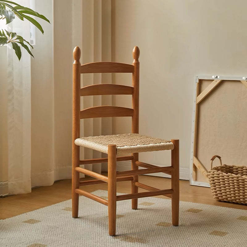 Retro Woven Rubberwood Cord Dining Chair