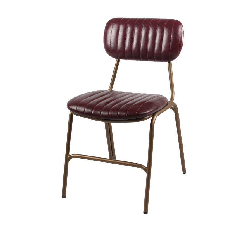 Industrial Leather Iron Striped Dining Chair