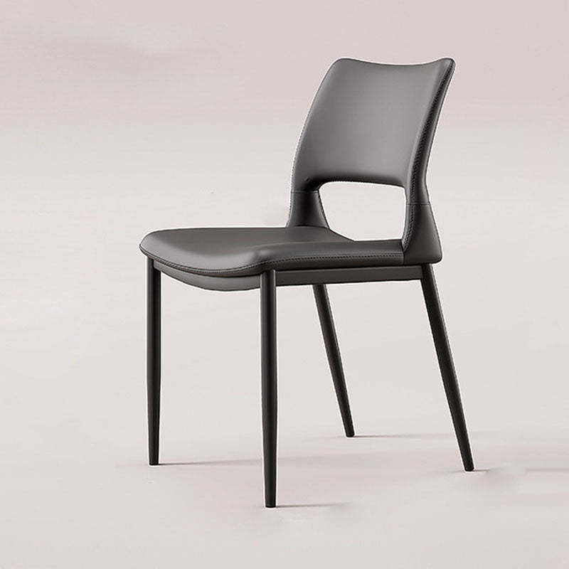 Nordic Curved Leather Hollow Square Dining Chair