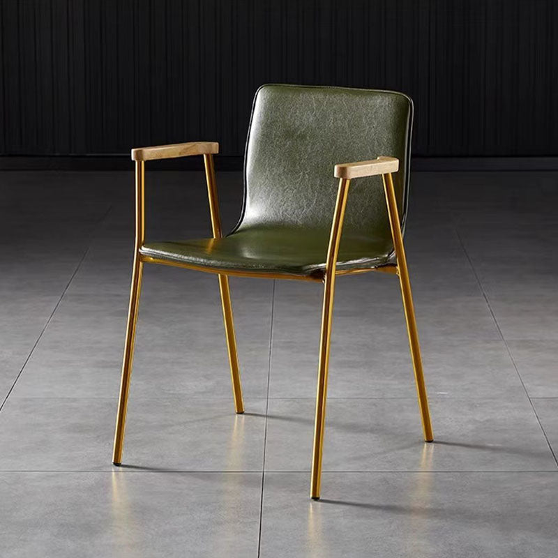Industrial Upholstered Leather Wood Dining Chair
