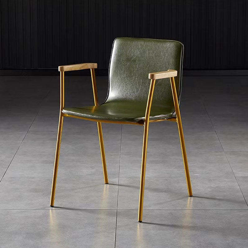 Industrial Upholstered Leather Wood Dining Chair
