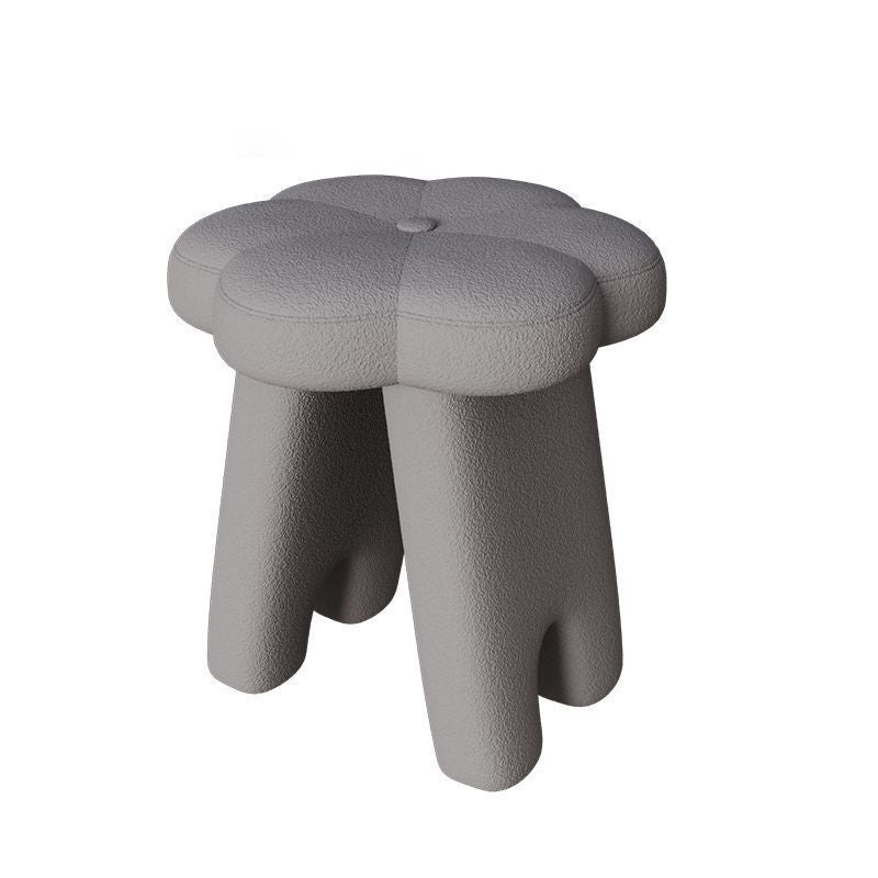 Modern Floral Lambswool Wood Vanity Stool