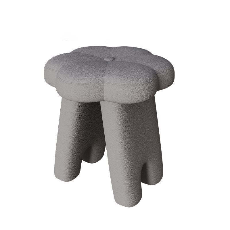 Modern Floral Lambswool Wood Vanity Stool