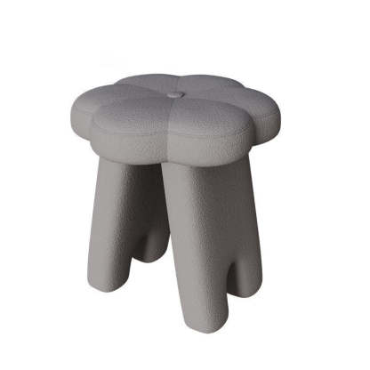 Modern Floral Lambswool Wood Vanity Stool