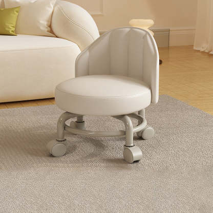 Minimalist Removable Curved Leather Iron Chair — Curved / Light Gray