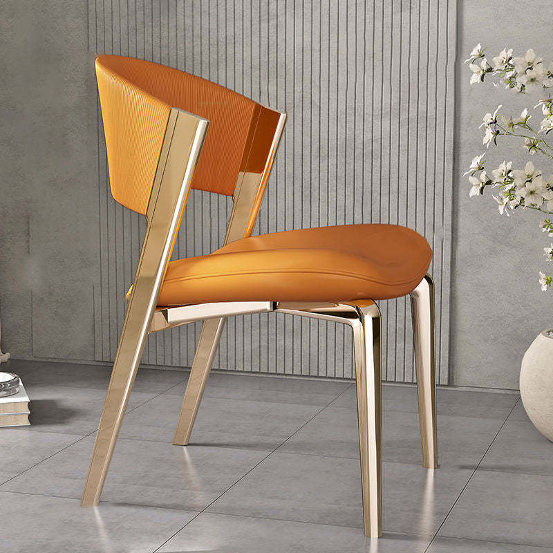 Modern Leather Stainless Steel Dining Chair