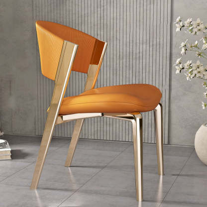 Modern Leather Stainless Steel Dining Chair