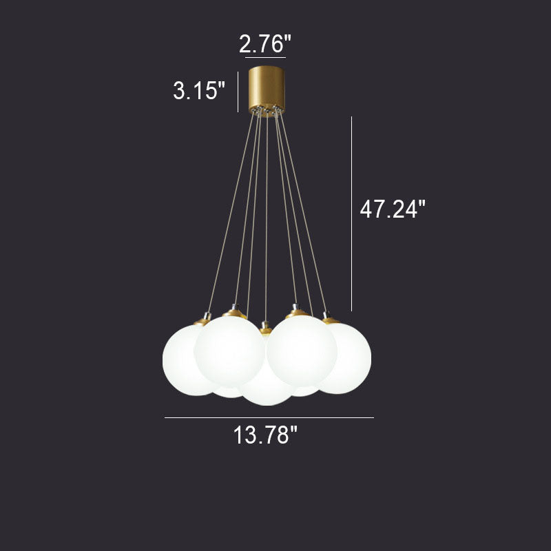 Nordic Luxe Glass Balloon Brass Chandelier
