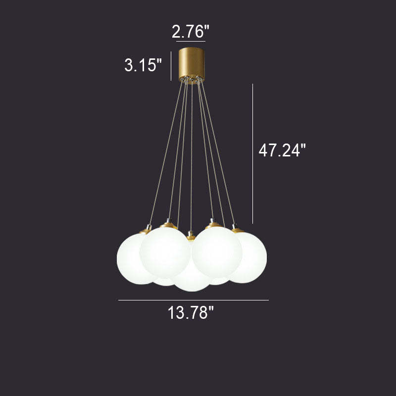 Nordic Luxe Glass Balloon Brass Chandelier