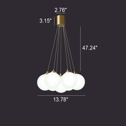 Nordic Luxe Glass Balloon Brass Chandelier