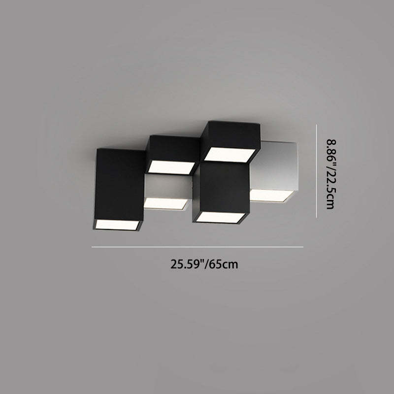 Minimalist Cube Iron Acrylic LED Flush Mount Light