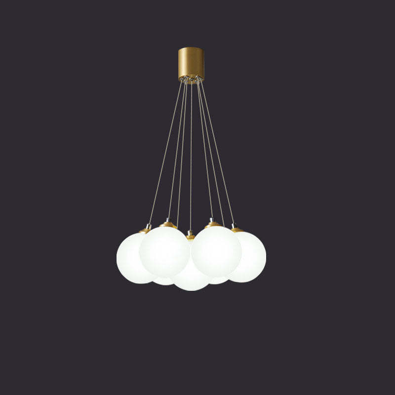 Nordic Luxe Glass Balloon Brass Chandelier