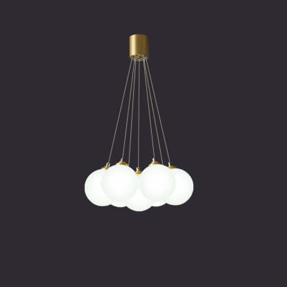 Nordic Luxe Glass Balloon Brass Chandelier