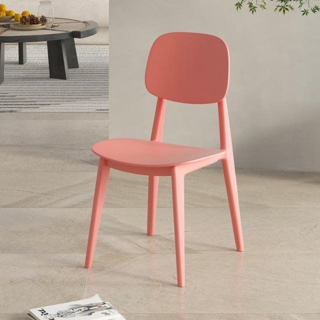 Scandinavian Macaron Plastic Dining Chair — Pink