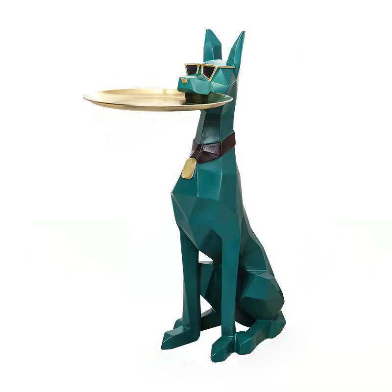 Modern Art Deco Dog Resin Tray Side Table