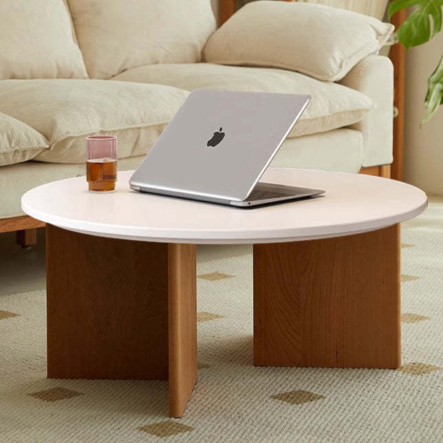 Nordic Rock Board Wood Coffee Table — White Table Top