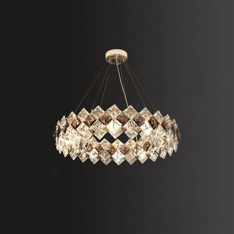 Crystal Diamond Circle Plated Chandelier