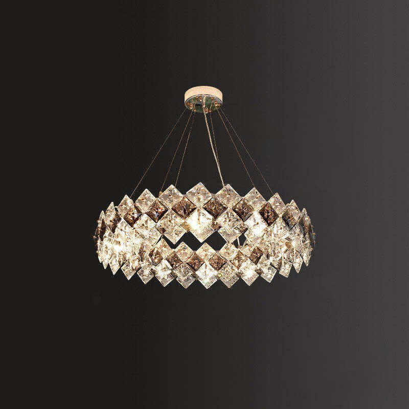 Crystal Diamond Circle Plated Chandelier