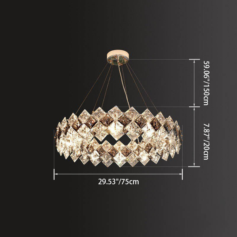 Crystal Diamond Circle Plated Chandelier