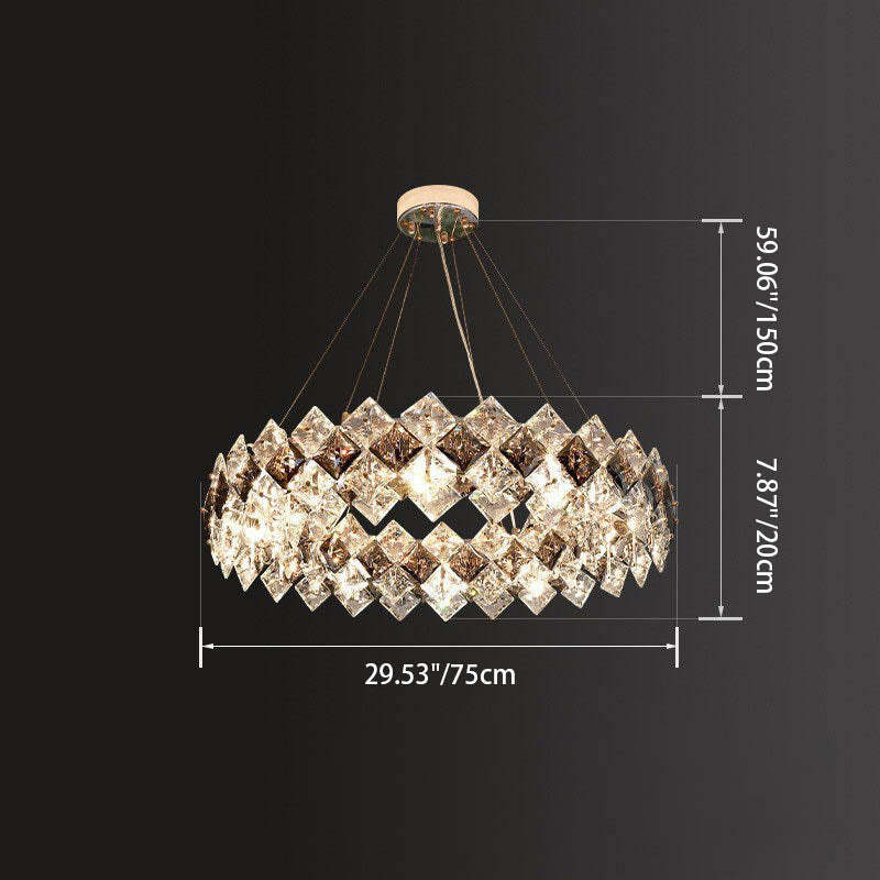 Crystal Diamond Circle Plated Chandelier