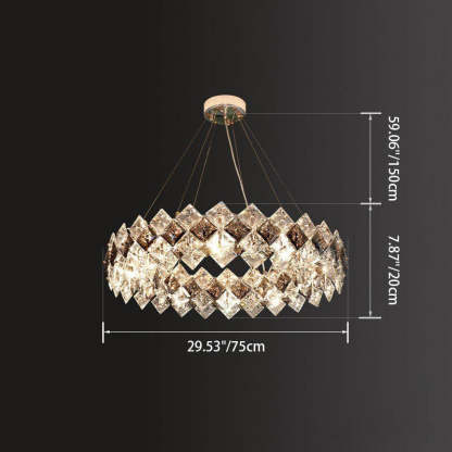 Crystal Diamond Circle Plated Chandelier