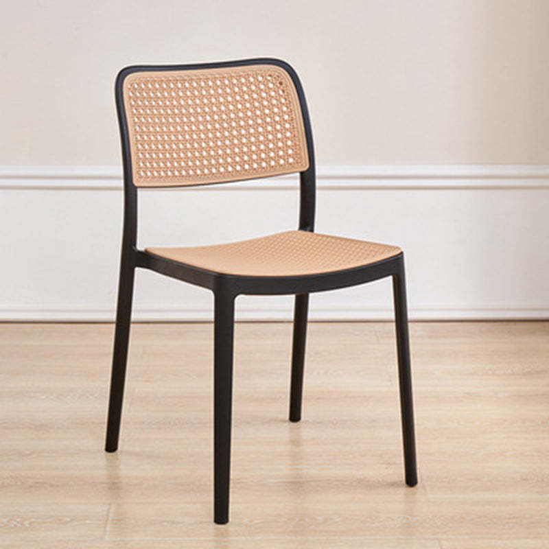 Rattan-Look Plastic Stackable Dining Armchair