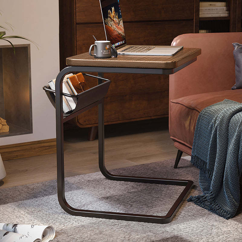 Minimalist C-Shape Steel End Table — White Marble + Gold Frame