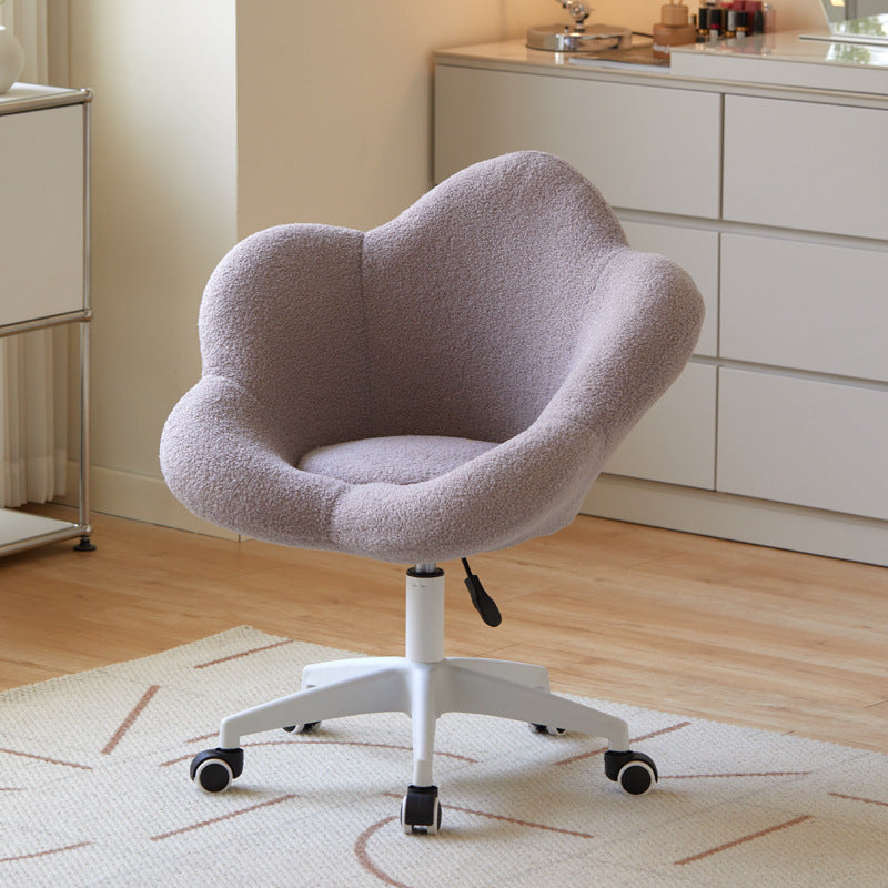 Minimalist Plum Lambswool Metal Vanity Stool