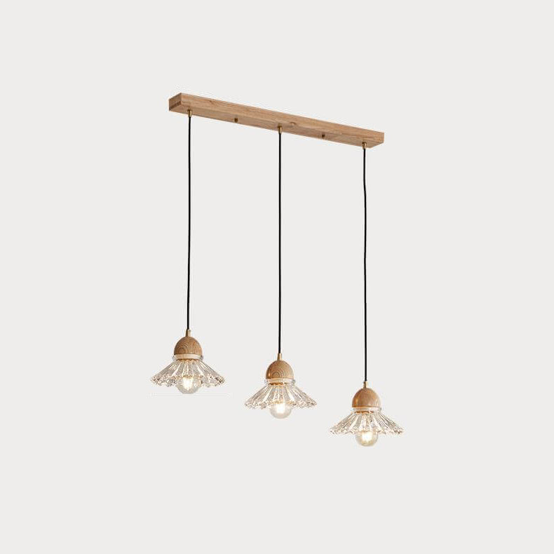 Vintage Log Glass Flower Island Chandelier