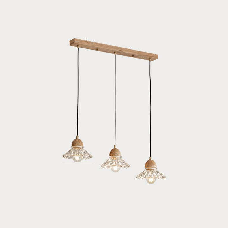 Vintage Log Glass Flower Island Chandelier