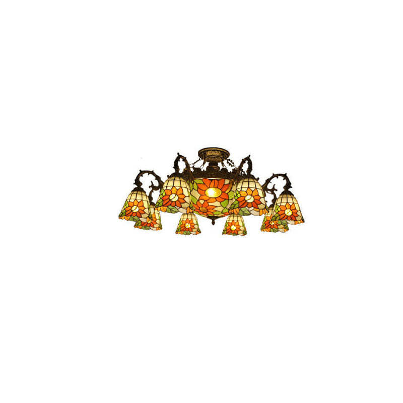 Tiffany Retro Baroque Stained Glass Ceiling Light