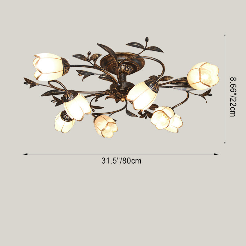 French Flower Iron 4/6/8/10/12-Light Ceiling Light — 8 / 220V-240V For UK/AU